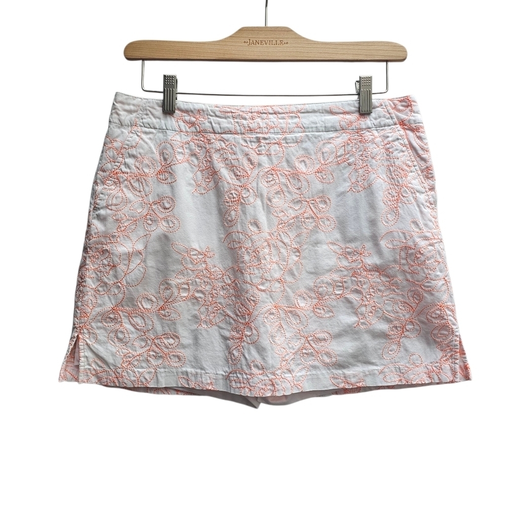 Lady Hagen White & Orange Embroidered Cotton Golf Skort with Shorts Size 8